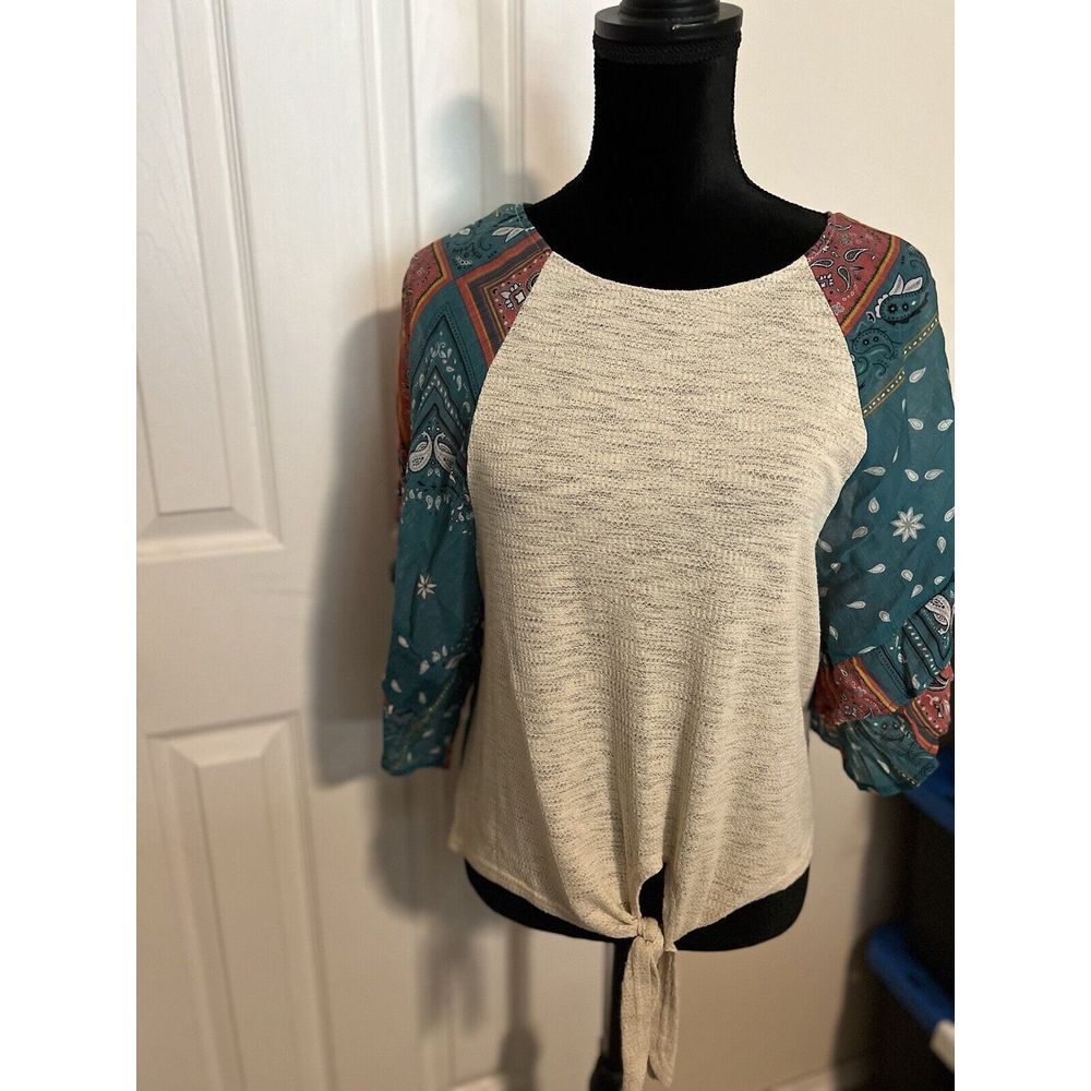 La Miel Blouse Bright Colors Turquoise Size Small Boutique ‎ (ta) D21
